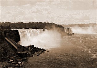 Niagara Falls from Steel Arch Bridge, Jackson, William Henry, 1843-1942, Waterfalls, Steamboats,