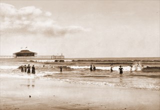 In the surf at Old Orchard, Maine, Beaches, United States, Maine, Old Orchard Beach, 1901