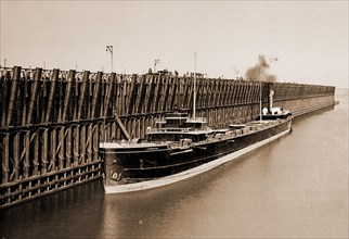 The Escanaba ore docks, Ore industry, United States, Michigan, Little Bay de Noc, 1898