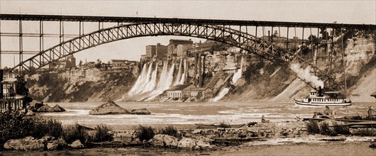 Niagara, mills and Grand Trunk i.e. Upper Steel Arch Bridge, Railroad bridges, Rivers, Industrial