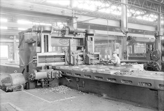 Eddystone, Pennsylvania - Railroad parts. Baldwin Locomotive Works. [Man working at machinery.],