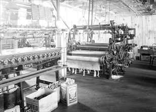 Paterson, New Jersey - Textiles. Idle quilling machines and looms in a cockroach shop, March 1937,