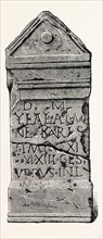 Roman Altars from Old Penrith, UK, England, engraving 1870s, Britain