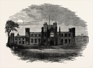Lowther Castle, South Front, UK, England, engraving 1870s, Britain