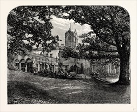 The Mansion and Conservatory, from The Grounds, UK, England, engraving 1870s, Britain