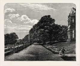The South or Grand Terrace of the Mansion, UK, England, engraving 1870s, Britain