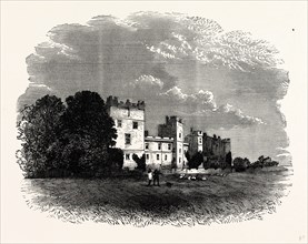 Raby Castle, West Side, UK, England, engraving 1870s, Britain