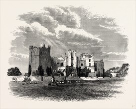 East Side of Raby Castle, UK, England, engraving 1870s, Britain