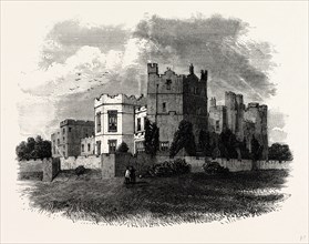 South and East Sides of Raby Castle, UK, England, engraving 1870s, Britain