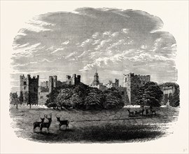North-east Side of Raby Castle, UK, England, engraving 1870s, Britain
