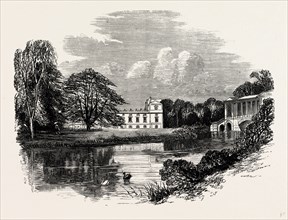 Wilton House from the River, UK, England, engraving 1870s, Britain