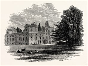 The Principal Front, Wilton House, UK, England, engraving 1870s, Britain