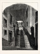 The Grand Staircase, Westwood Park, UK, England, engraving 1870s, Britain