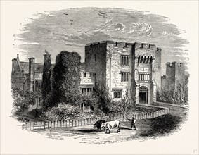 Entrance Gateway, with Portcullis, Hever Castle, UK, England, engraving 1870s, Britain