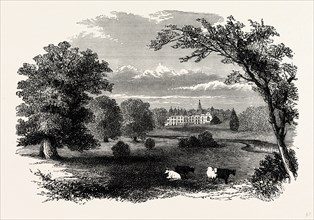 Burleigh House, from the Park, UK, England, engraving 1870s, Britain