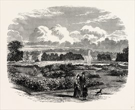 The Garden, Audley End, UK, England, engraving 1870s, Britain