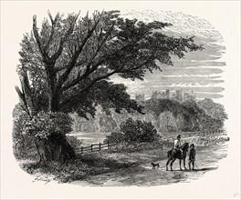 Belvoir Castle from the Grantham Road, UK, England, engraving 1870s, Britain
