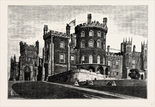 Belvoir Castle from the North-west, showing the Grand Entrance, UK, England, engraving 1870s,