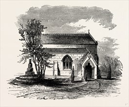 Trentham Church, UK, England, engraving 1870s, Britain