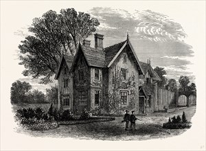 The Gardener's Cottage, Trentham, UK, England, engraving 1870s, Britain