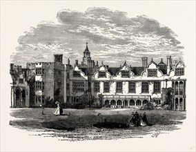 The South Front, Knole House, UK, England, engraving 1870s, Britain