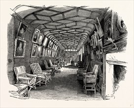 The Brown Gallery, Knole House, UK, England, engraving 1870s, Britain