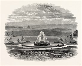 The Grand Fountain, Castle Howard, UK, England, engraving 1870s, Britain