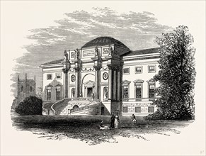 The South or Garden Front, Kedleston Hall, UK, England, engraving 1870s, Britain
