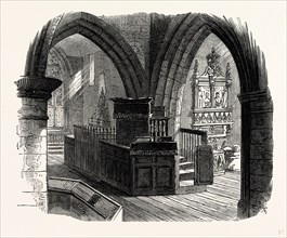 Kedleston Church, Interior, UK, England, engraving 1870s, Britain