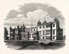 The West Front, Audley End, UK, England, engraving 1870s, Britain