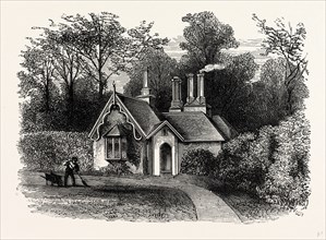 Entrance Lodge, Westwood Park, UK, England, engraving 1870s, Britain