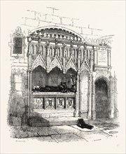 Prior Rahere's Tomb, London, England, engraving 19th century, Britain, UK