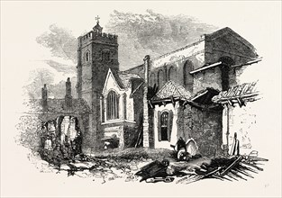 South side St. Bartholome-4's Church, London, England, engraving 19th century, Britain, UK