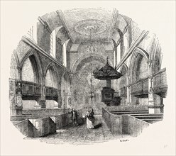 Chancel St. Giles, Cripplegate, London, England, engraving 19th century, Britain, UK