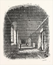 Cloisters, Charter House, London, England, engraving 19th century, Britain, UK