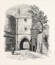 Tower entrance Gates, London, England, engraving 19th century, Britain, UK