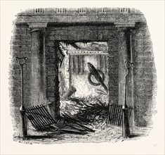 Entrance, Staircase of Great Storehouse Fire, London, England, engraving 19th century, Britain, UK