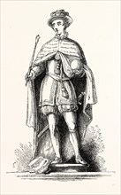 Statue Edward VI., London, England, engraving 19th century, Britain, UK