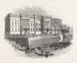 Custom House, London, England, engraving 19th century, Britain, UK