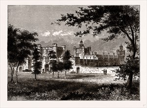 OLD THEOBALDS PALACE, UK, engraving 1881 - 1884