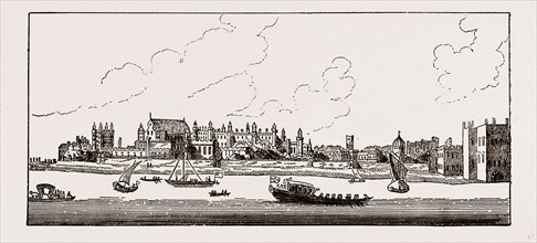 OLD HAMPTON COURT, UK, engraving 1881 - 1884