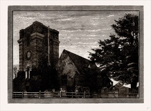 LALEHAM CHURCH, UK, engraving 1881 - 1884