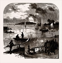 THE WELSH HARP AND RESERVOIR, UK, engraving 1881 - 1884