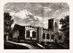 Enfield Church, UK, engraving 1881 - 1884