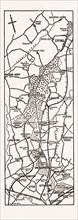 MAP UP EPPING FOREST, UK, engraving 1881 - 1884