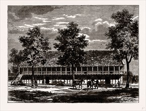 THE OLD STABLES AT SION HOUSE, History of Isleworth, UK, engraving 1881 - 1884