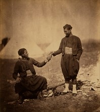 Two Zouaves, Crimean War, 1853-1856, Roger Fenton historic war campaign photo