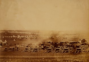 Kamara Heights in the distance, artillery waggons in the foreground, Crimean War, 1853-1856, Roger