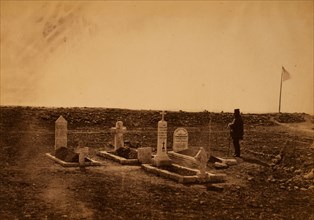 The tombs of the generals on Cathcart's Hill, Crimean War, 1853-1856, Roger Fenton historic war