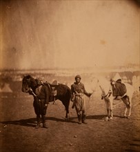 Nubian servants & horses, Crimean War, 1853-1856, Roger Fenton historic war campaign photo